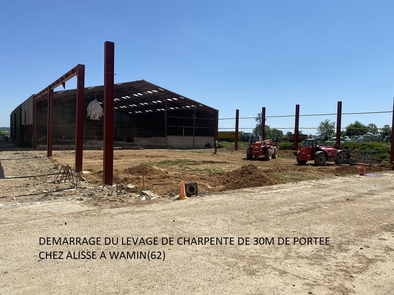 Levage charpente 30 m – Wamin (62)